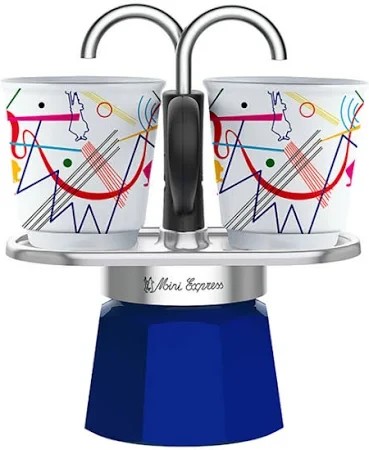 Bialetti Kávovar "Mini Express" Kandinsky na 2 šálky s 2 pohárikmi